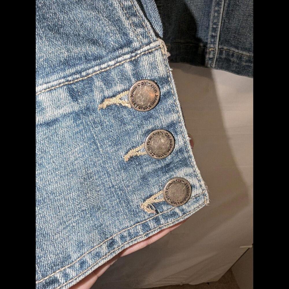 Calvin Klein Womens Medium /Long Sleeve Buttons Down/Collared/Denim Jacket Blue - Picture 5 of 7